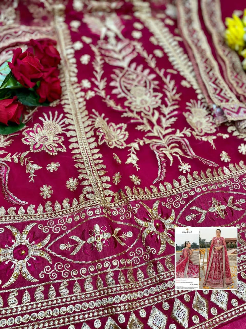 Asim Jofa 56082 Butterfly Net Designer Heavy Embroidered Wedding Wear Salwar Suits