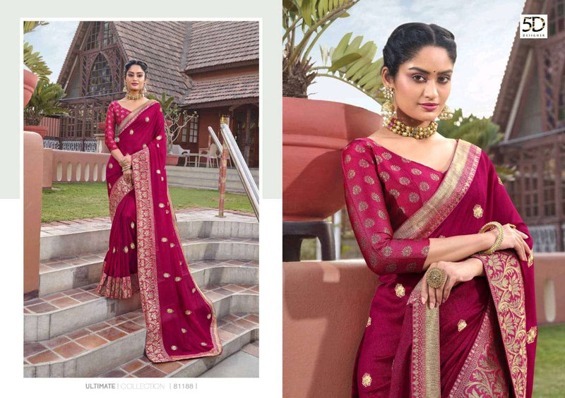 5D Designer Nisha Vichitra Silk With Work Fancy Gorgeous Look Sarees