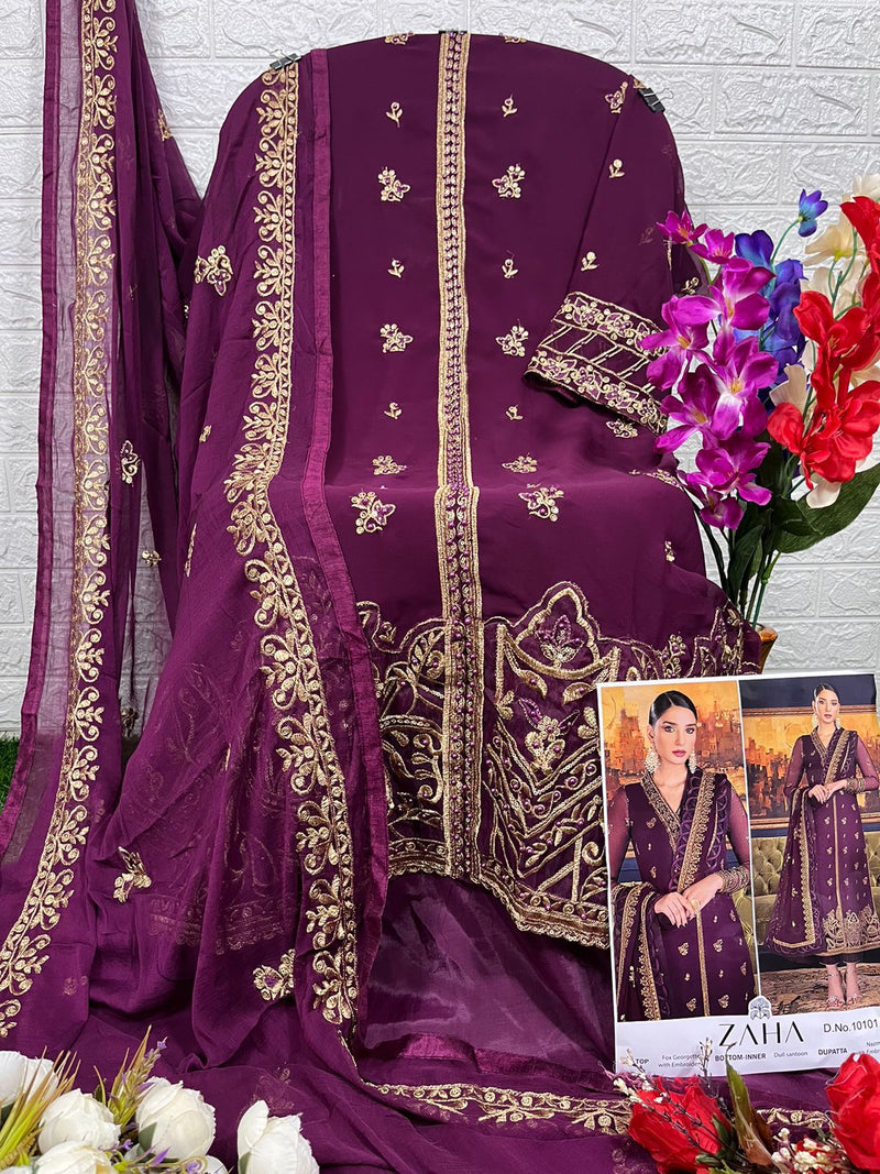 Zaha Khushbu Vol 3 Georgette Heavy Embroidered Pakistani Salwar Kameez
