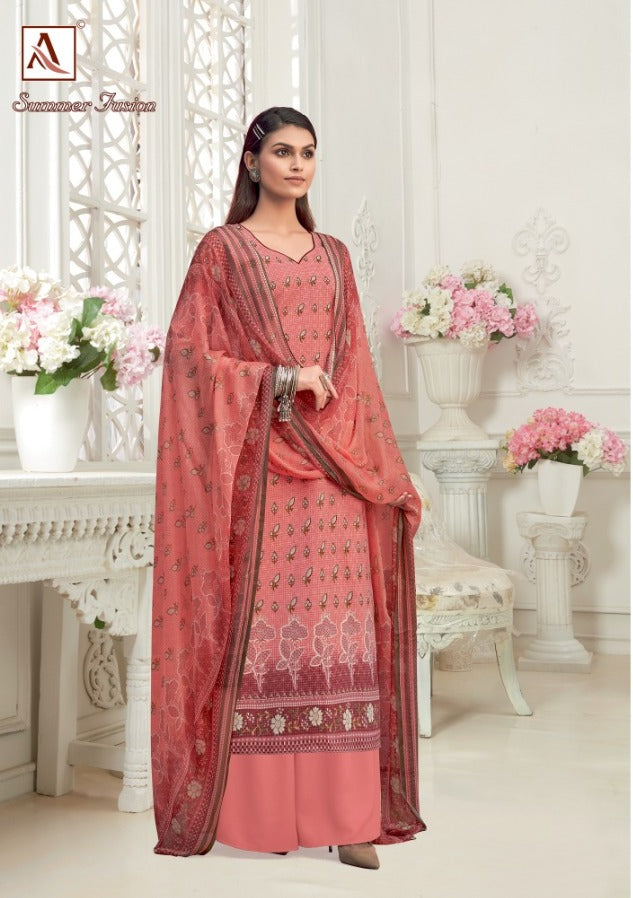 Alok Suit Summer Fusion Cambric Cotton Dress Material Salwar Kameez