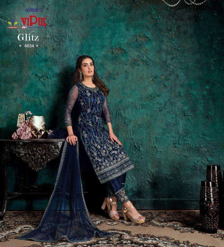 Vipul Fashion Glitz Net With Embroidery Work Salwar Kameez