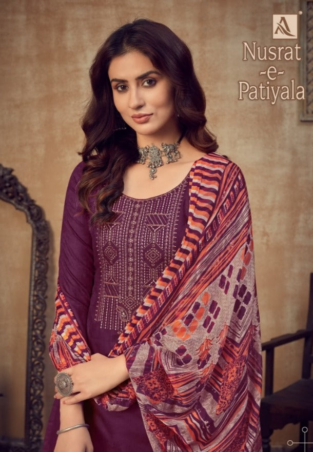 Alok Suit Nusrat E Patiyala Jam Jacquard With Fancy Embroidery Work Patiyala Salwar Suits