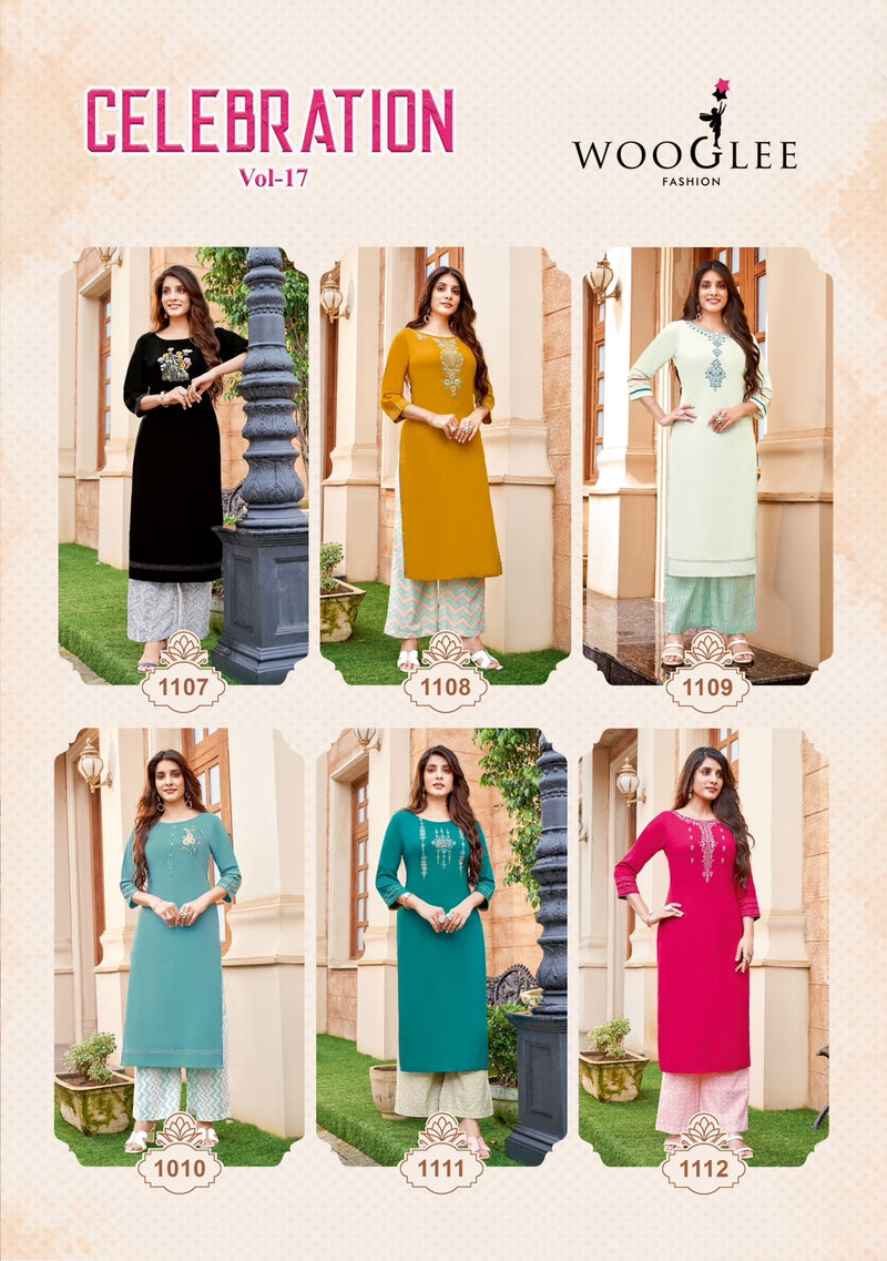 Wooglee Celebration Vol 17 Heavy Rayon Fancy Wear Designer Kurti