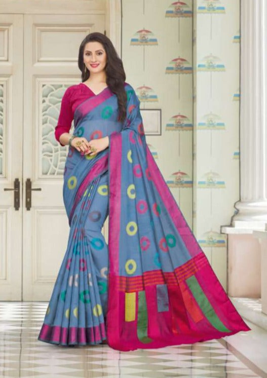 Sangam Prints Vedika Handloom Cotton Designer Fancy Party Wear Saree