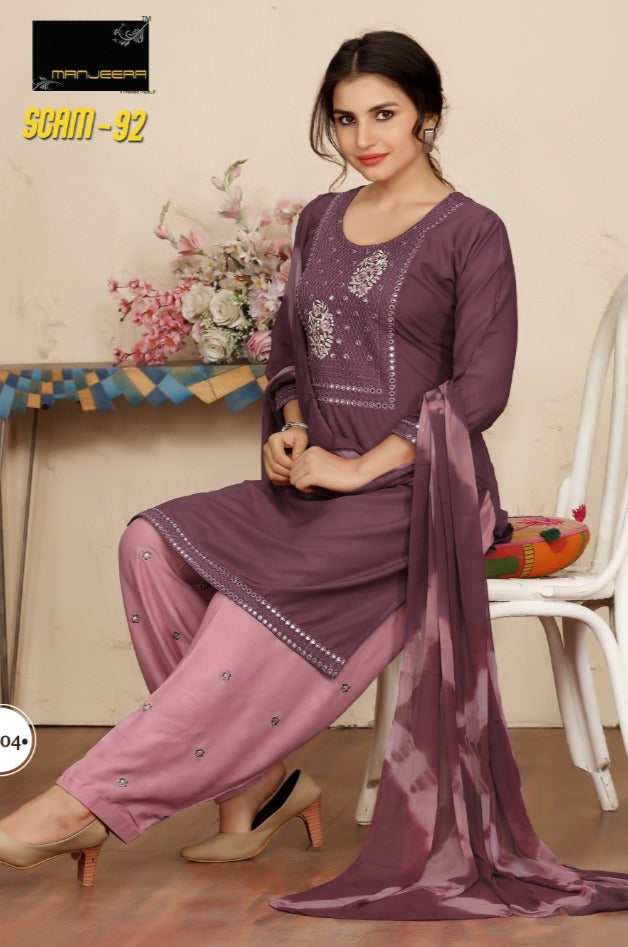 Manjeera Fashion Scam 1992 Rayon Patiyala Style Salwar Suits