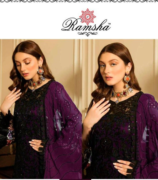 Ramsha R 114 Purple Net Stylish Designer Salwar Kameez