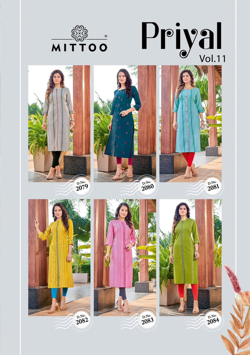 Mittoo Priyal Vol 11 Pure Handloom Weaving Cotton Casual Wear Kurti