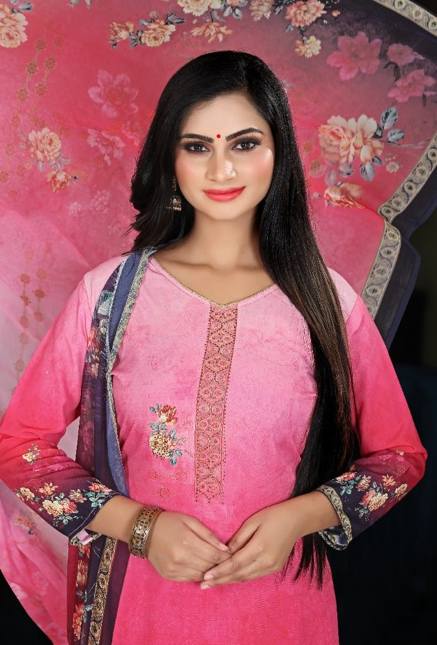 Azara Sajada Crape Digital Print With Embroidery Work Fancy Salwar Suits