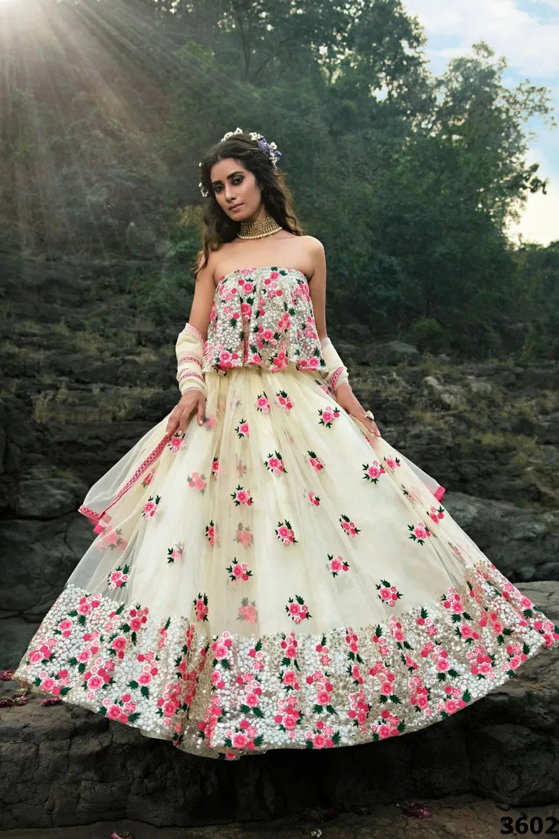 Virasat Euphoria Vol 4 Dno 3602 Soft Net Floral Stylish Designer Party Wear Lehenga Choli