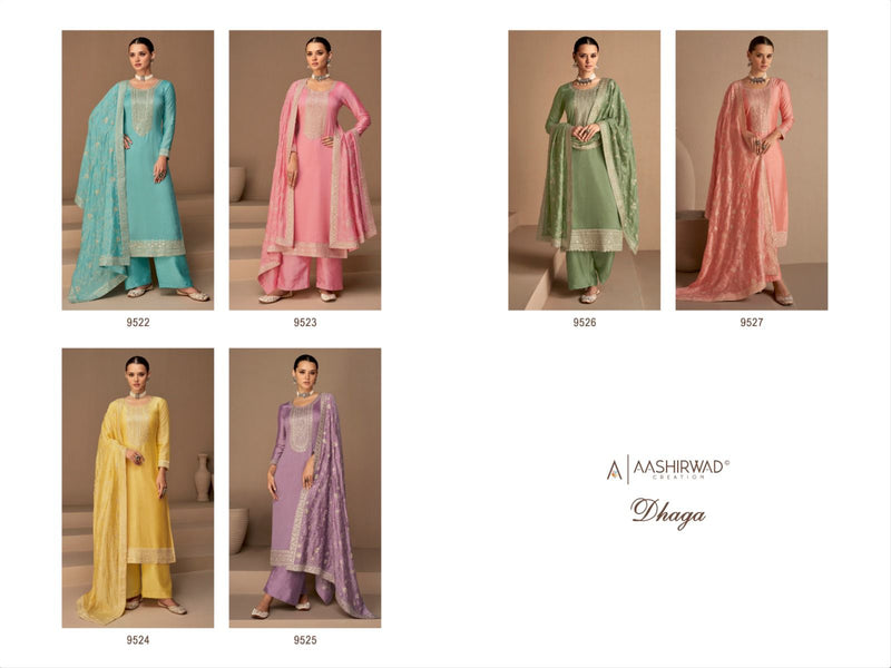 Aashirwad Creation Dhaga Premium Silk Santoon Fancy Designer Partywear Salwar Kameez