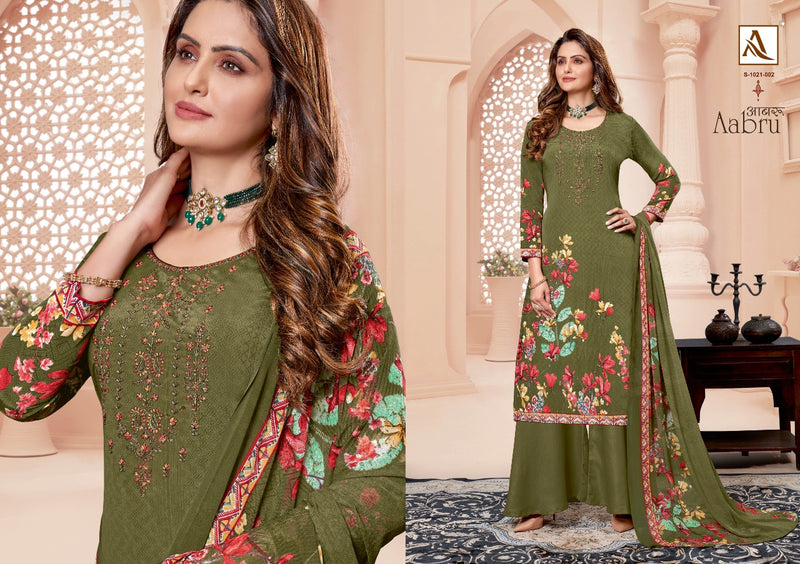 Alok Suit Aabru Crepe With Heavy Embroidery Work Stylish Designer Festive Wear Salwar Kameez