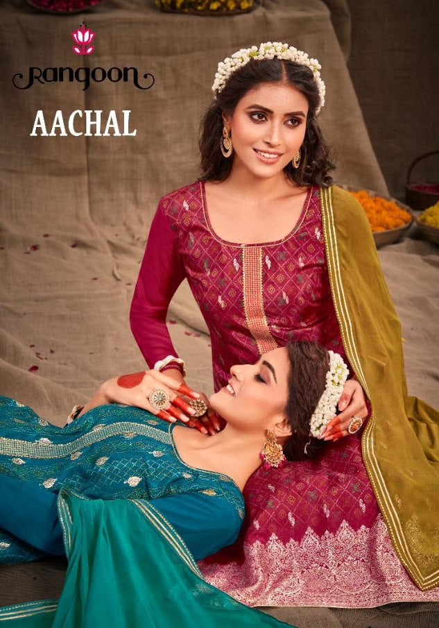 Rangoon Aachal Muslin With Fancy Work Stylish Designer Festive Wear Beautiful Salwar Kameez