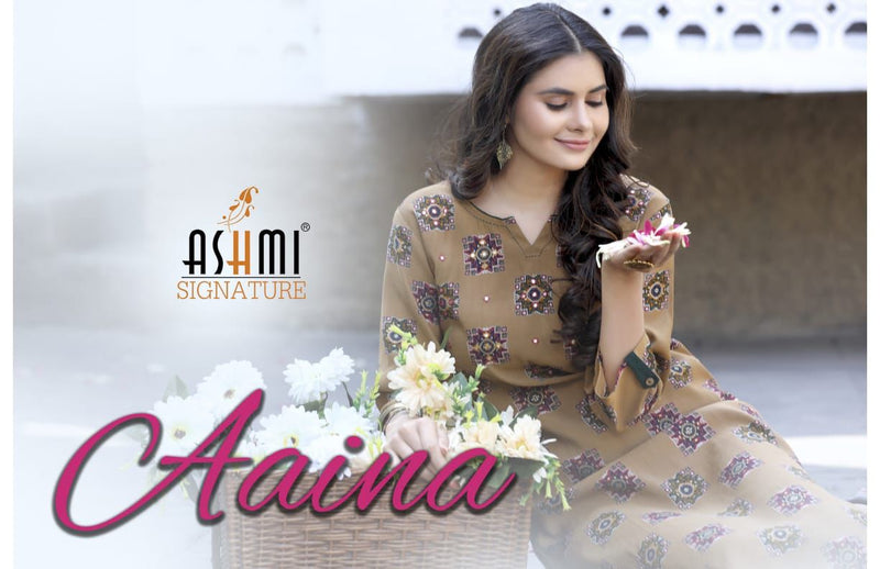 Ashmi Signature Aaina Viscose Printed Fancy Casual Wear Kurtis