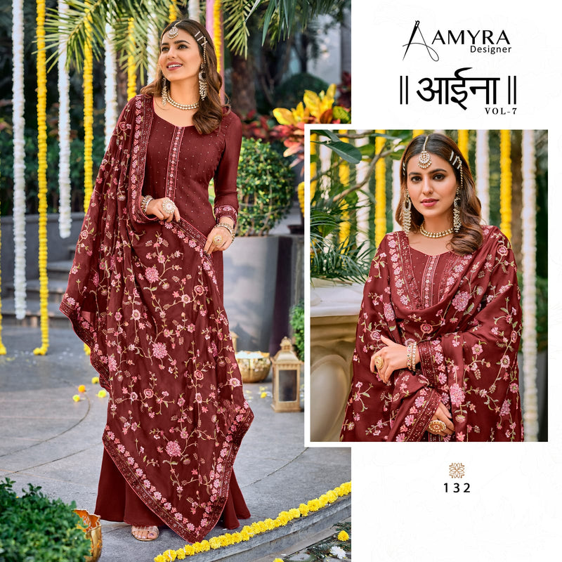 Amyra Designer Aaina Vol 7 Viscose Chinon Embroidered Fancy Stylish Party Wear Salwar Suits