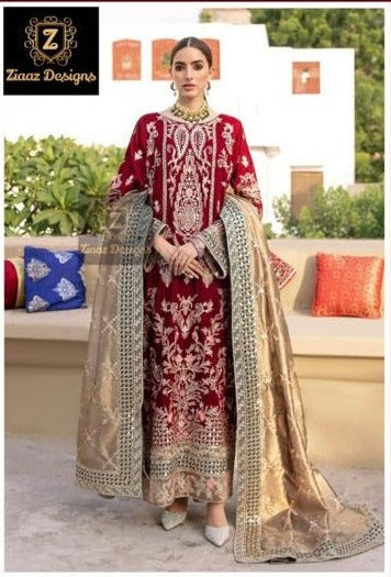 Ziaaz Aaliya Vol 4 Velvet With Heavy Embroidery Work Stylish Designer Pakistani Party Wear Salwar Kameez