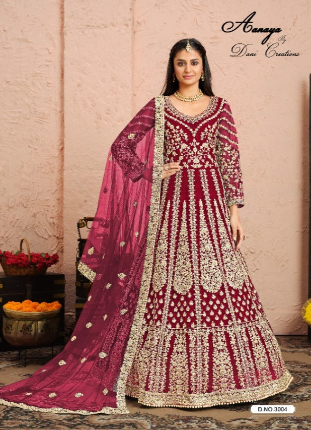 Dani Creation Aanaya 3000 Net Embroidered Designer Heavy Wedding Wear Salwar Kameez
