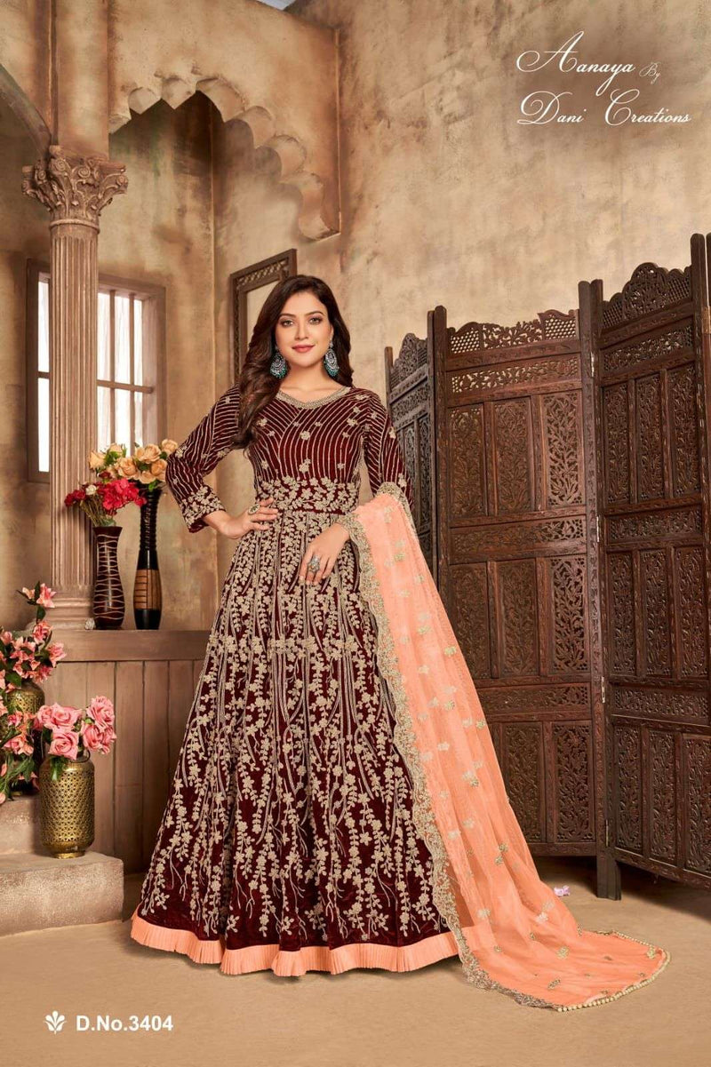 Dani Fashion Aanaya Vol 134 Velvet Designer Style Wedding Wear Salwar Suits With Heavy Embroidery