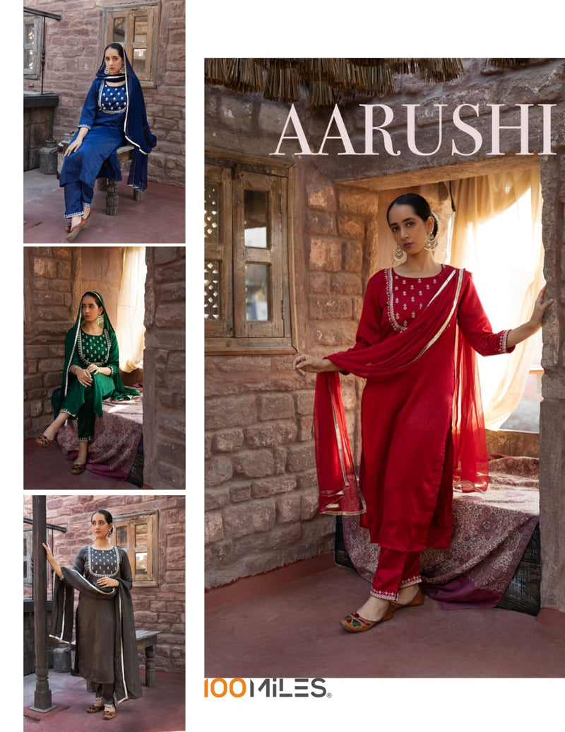 100 Milles Aarushi Velvet With Embroidery Work Stylish Designer Party Wear Fancy Kurti