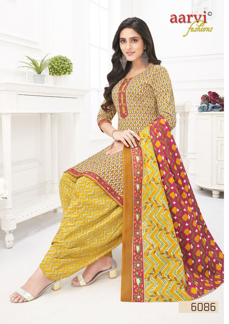 Aarvi Fashion Special Patiyala Vol 8 Pure Cotton With Beautiful Work Stylish Designer Casual Wear Salwar Suit