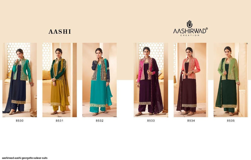 Aashirwad Creation Aashi Georgette Koti Style Heavy Embroidered Party Wear Salwar Kurtis