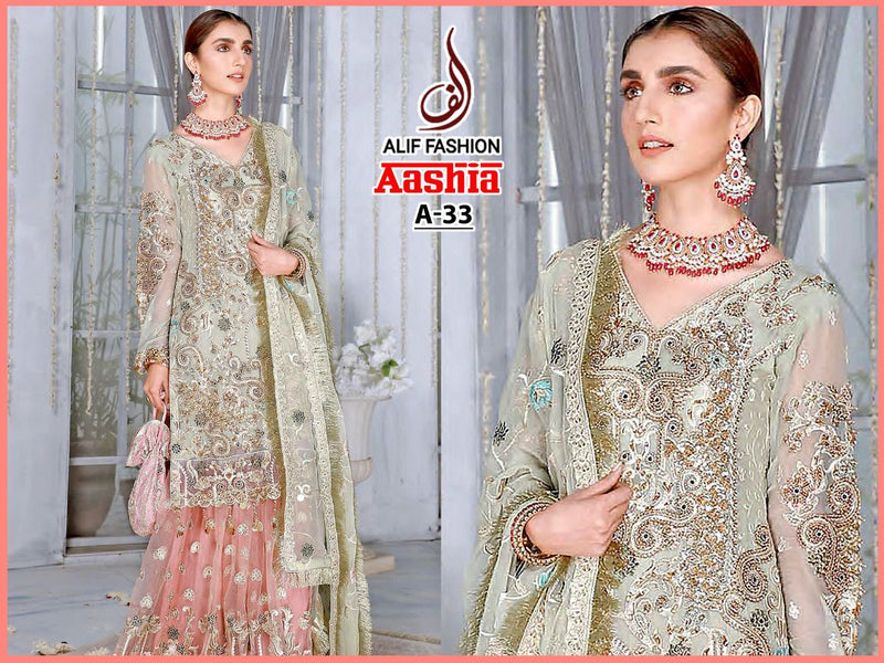 Alif Fashion Aashia A 33 Butterfly Net With Heavy Embroidery Work Party Wear Salwar Suits