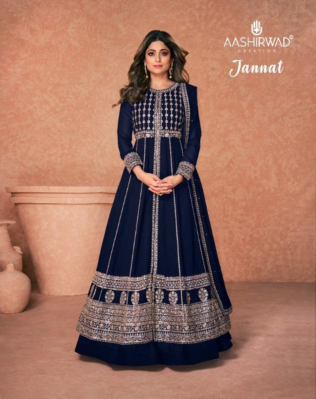 Aashirwad Creation Jannat Heavy Georgette Designer Wedding Wear Salwar Suits