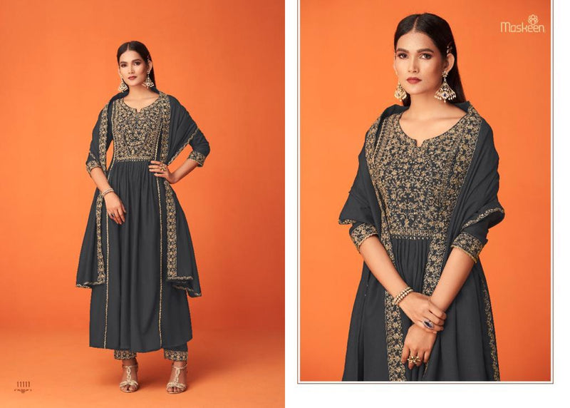 Maskeenji Aatifa Viscose Rayon Party Wear Ready Made Salwar Suits With Beautiful Embroidery