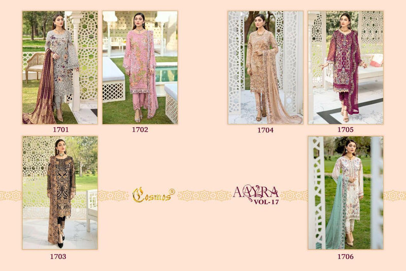 Cosmos Fashion Aayra Vol 17 Fox Georgette Embroidered Pakistani Style Weeding Wear Salwar Kameez