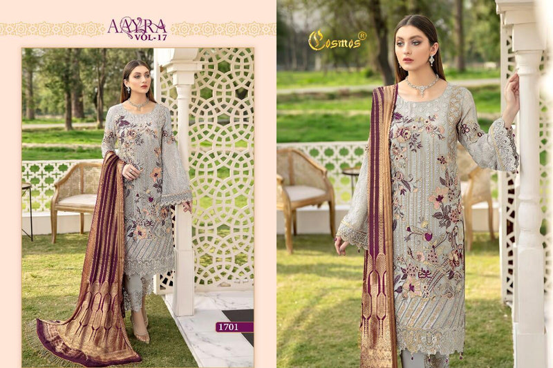 Cosmos Fashion Aayra Vol 17 Fox Georgette Embroidered Pakistani Style Weeding Wear Salwar Kameez