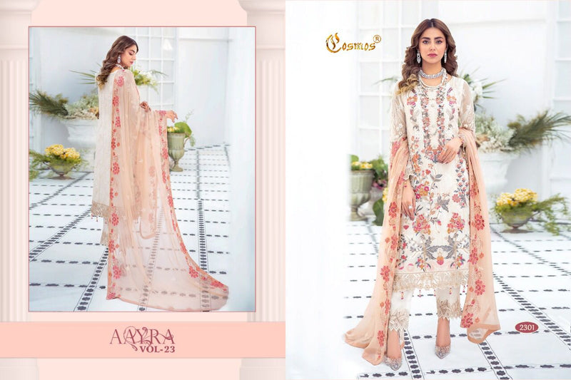 Cosmos Fashion Aayra Vol 23 Fox Georgette With Heavy Embroidery Pakistani Style Wedding Wear Salwar Suits