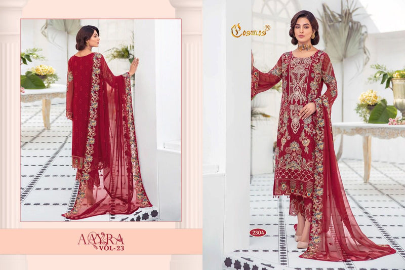 Cosmos Fashion Aayra Vol 23 Fox Georgette With Heavy Embroidery Pakistani Style Wedding Wear Salwar Suits
