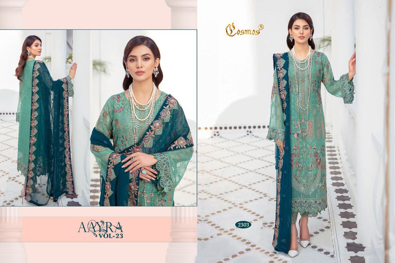 Cosmos Fashion Aayra Vol 23 Fox Georgette With Heavy Embroidery Pakistani Style Wedding Wear Salwar Suits