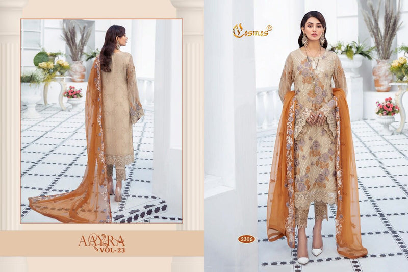 Cosmos Fashion Aayra Vol 23 Fox Georgette With Heavy Embroidery Pakistani Style Wedding Wear Salwar Suits