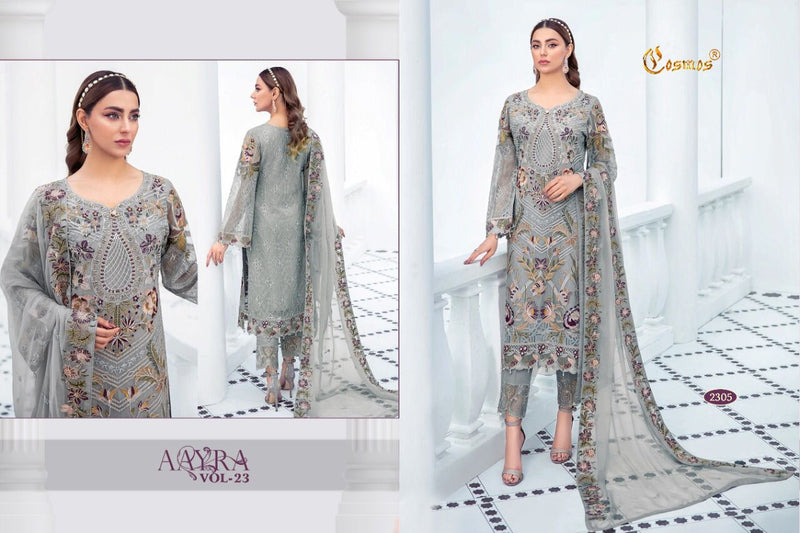 Cosmos Fashion Aayra Vol 23 Fox Georgette With Heavy Embroidery Pakistani Style Wedding Wear Salwar Suits