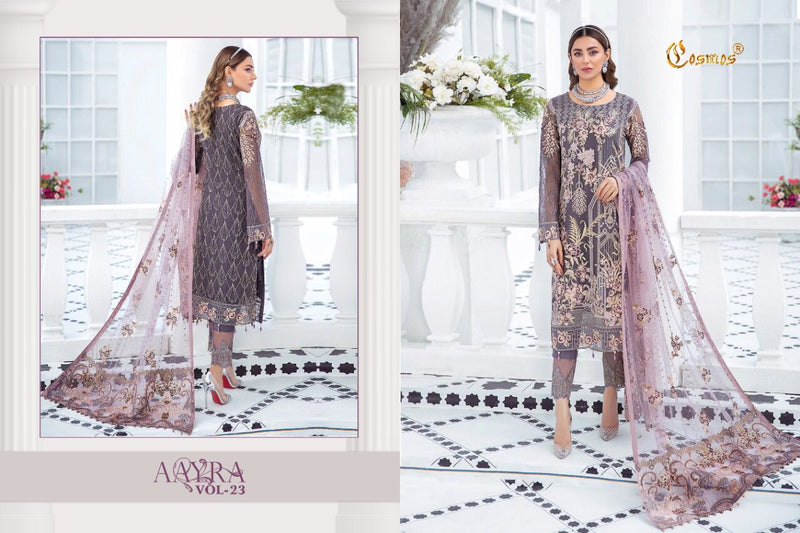 Cosmos Fashion Aayra Vol 23 Fox Georgette With Heavy Embroidery Pakistani Style Wedding Wear Salwar Suits