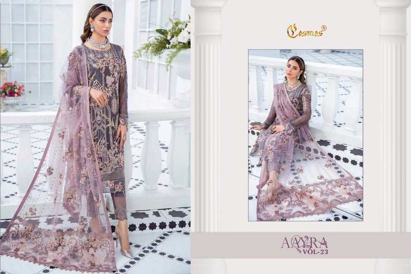 Cosmos Fashion Aayra Vol 23 Fox Georgette With Heavy Embroidery Pakistani Style Wedding Wear Salwar Suits