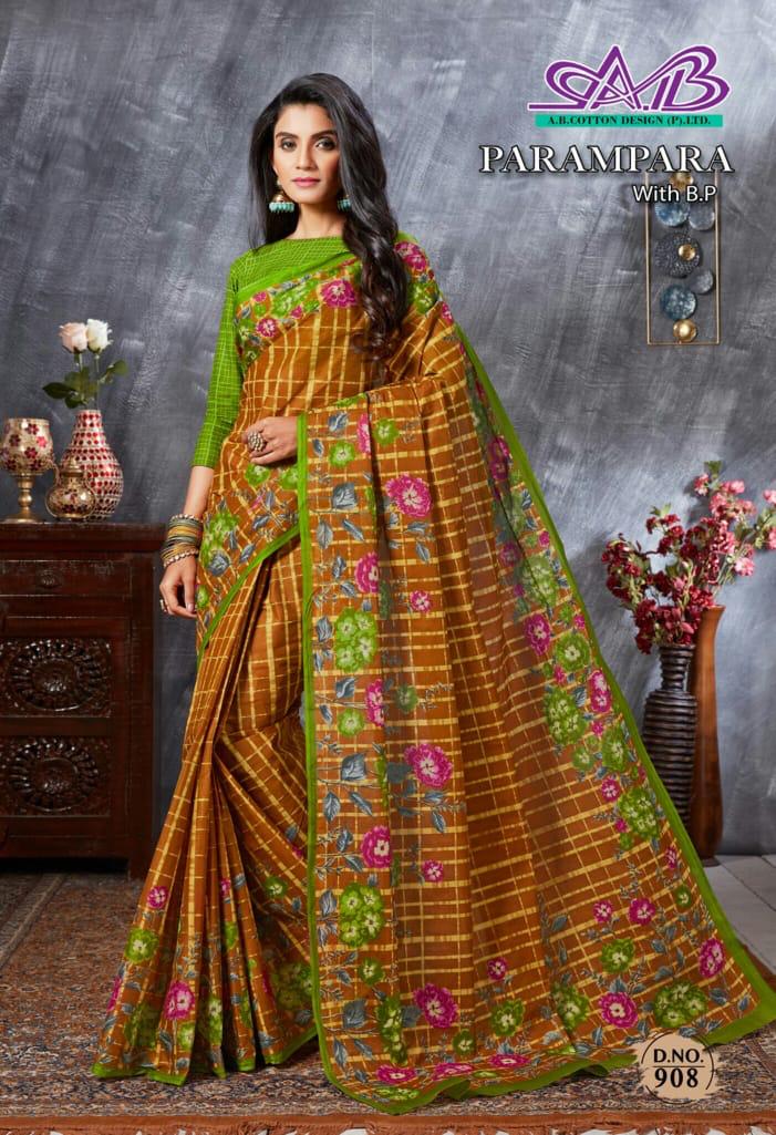 A B Parampara Mul Mul Cotton Fancy Printed Gorgeous Look Designer Casual Wear Saree