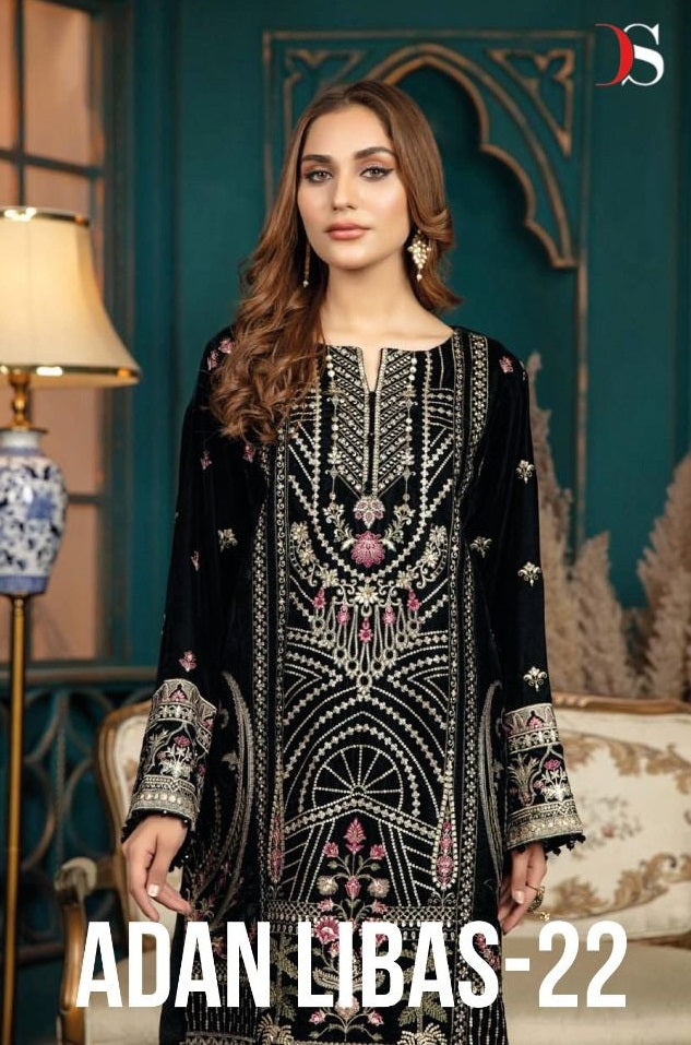 Deepsy Suit Adan Libas 22 Velvet With Heavy Embroidery Work Stylish Designer Pakistani Party wear Salwar Kameez