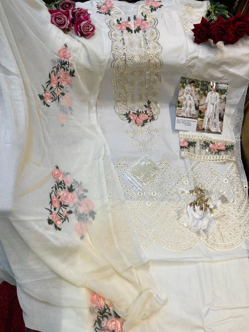 Zarqash Adan Rose Lawn Cotton Embroidered Pakistani Style Wedding Wear Salwar Suits