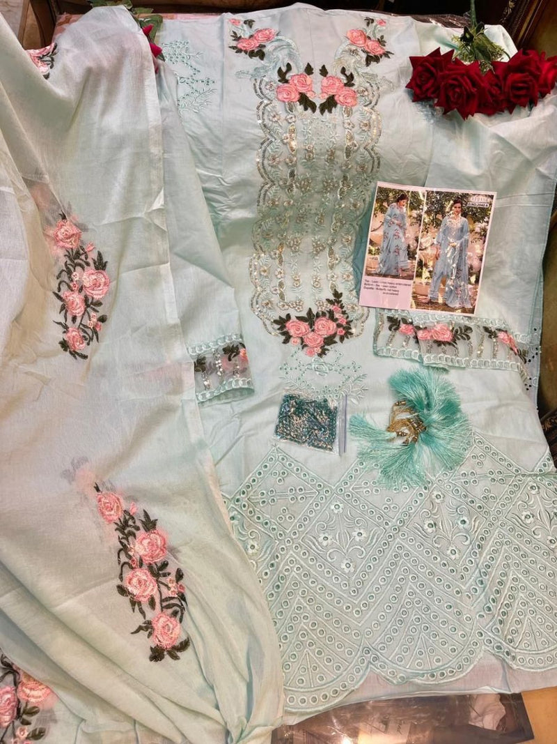 Zarqash Adan Rose Lawn Cotton Embroidered Pakistani Style Wedding Wear Salwar Suits