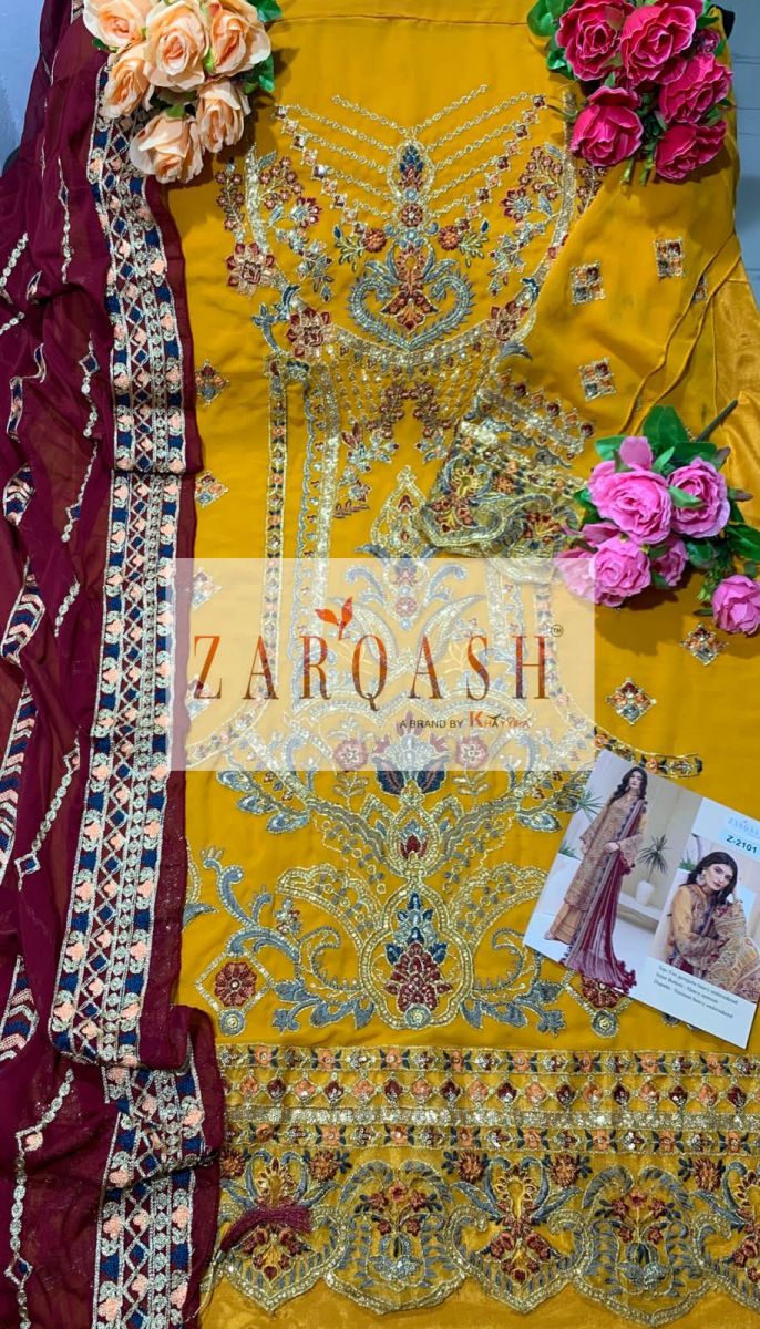 Zarqash Adan Tesoro Georgette Pakistani Style Designer Wedding Wear Salwar Kameez