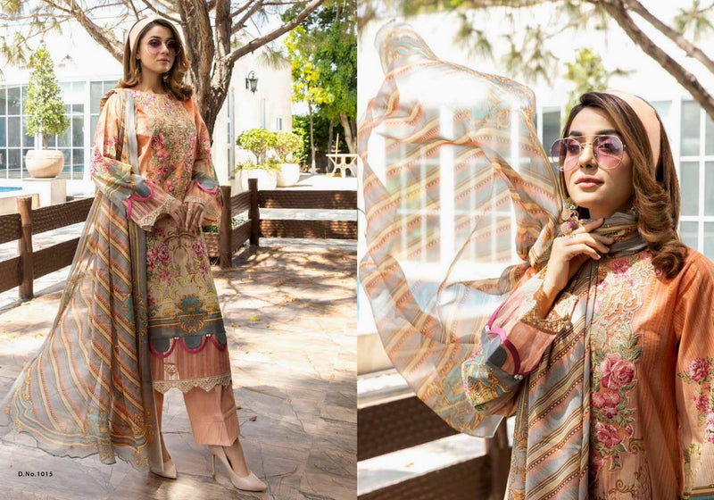 Safeenaz Adans Libas Lawn Cotton Heavy Embroidered Pakistani Style Festive Wear Salwar Suits