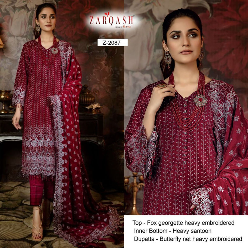 Zarqash Adans Libas Vol 2 Fox Georgette Heavy Pakistani Style Designer Salwar Kameez