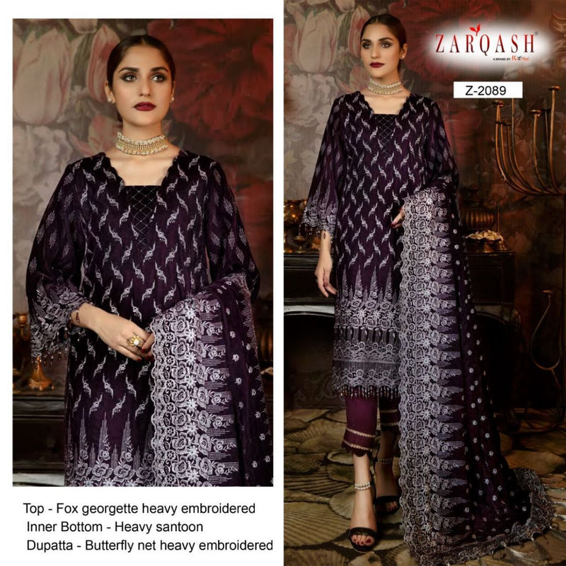 Zarqash Adans Libas Vol 2 Fox Georgette Heavy Pakistani Style Designer Salwar Kameez