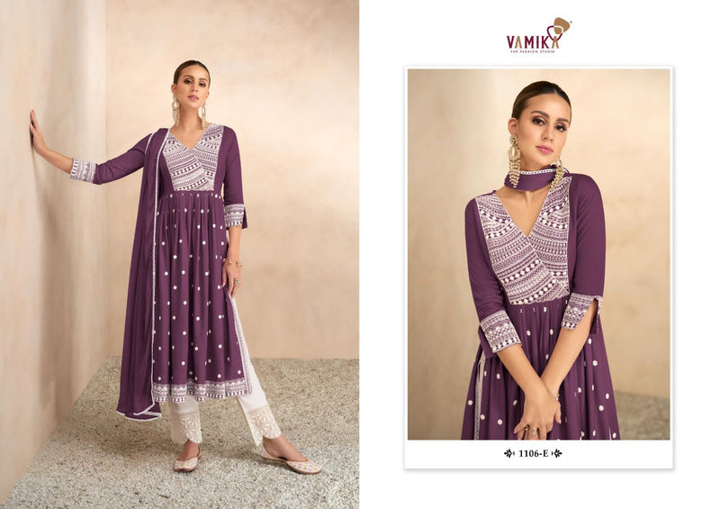 Vamika Aadhira Vol 4 Rayon Viscos Fabric Heavy Embroidery Designer Nayra Cut Kurti