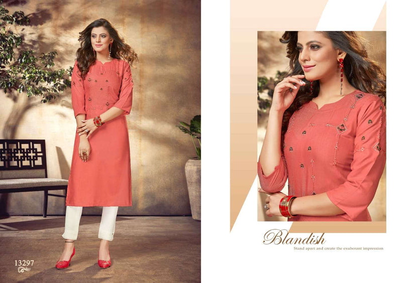 Kalaroop Kajree Fashion Adhira Rayon Fancy Embroidered Office Wear Kurtis