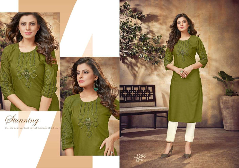 Kalaroop Kajree Fashion Adhira Rayon Fancy Embroidered Office Wear Kurtis