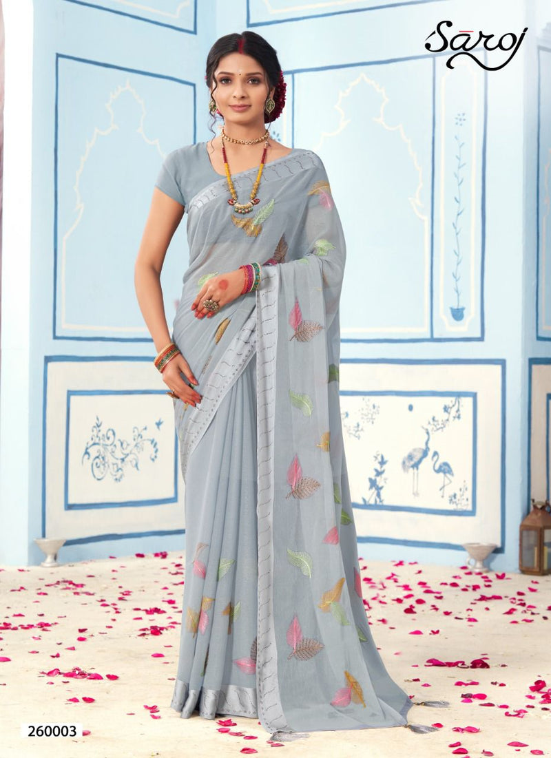 Saroj Advika Simer With Fancy Embroidered Party Wear Sarees