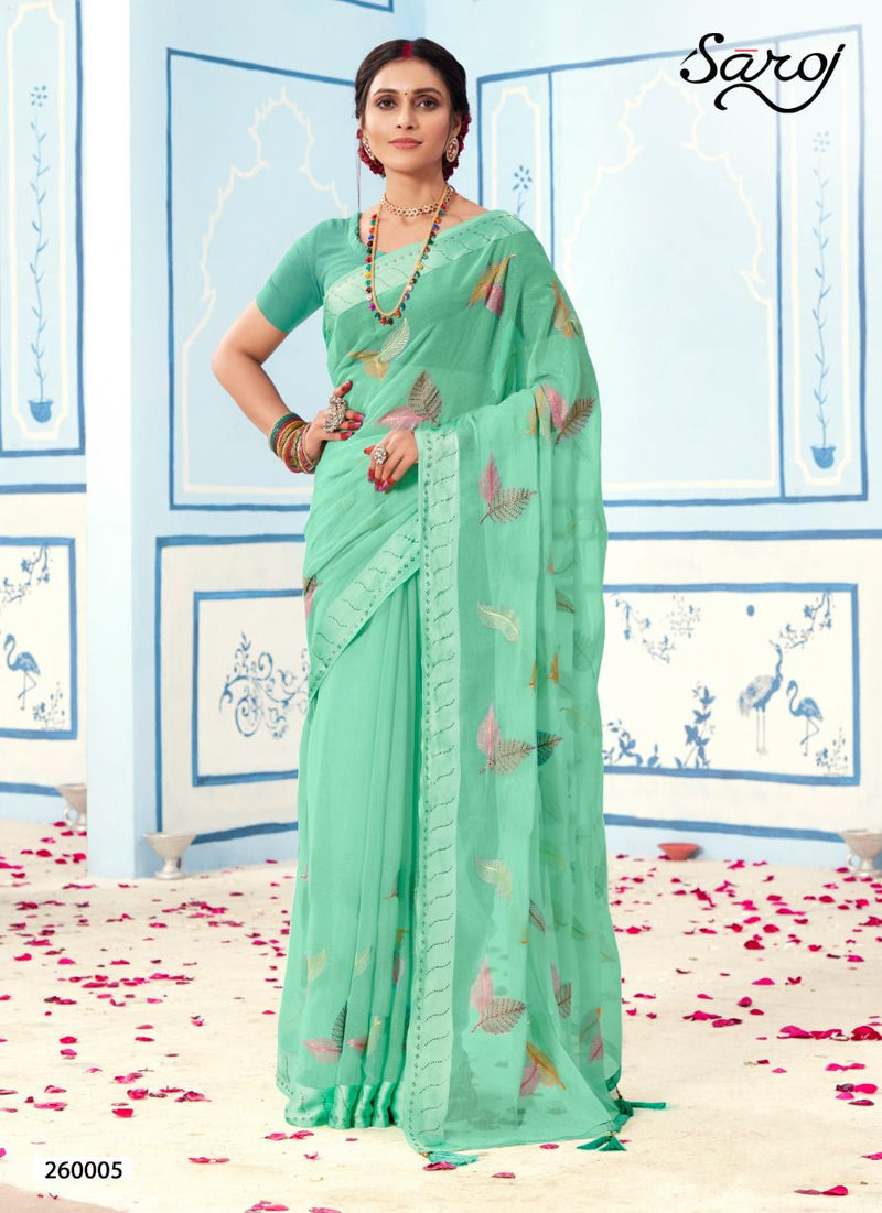 Saroj Advika Simer With Fancy Embroidered Party Wear Sarees