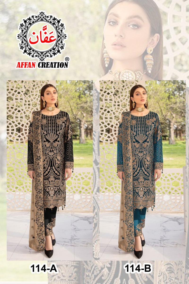 Affan Creation 114 Fox Georgette Pakistani Style Designer  Salwar Kameez With Heavy Embroidery